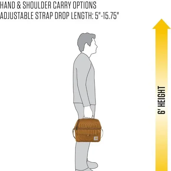 Carhartt 12 Can Two Compartment Lunch Cooler C10546 Insulated Brown Bag New - Picture 7 of 9